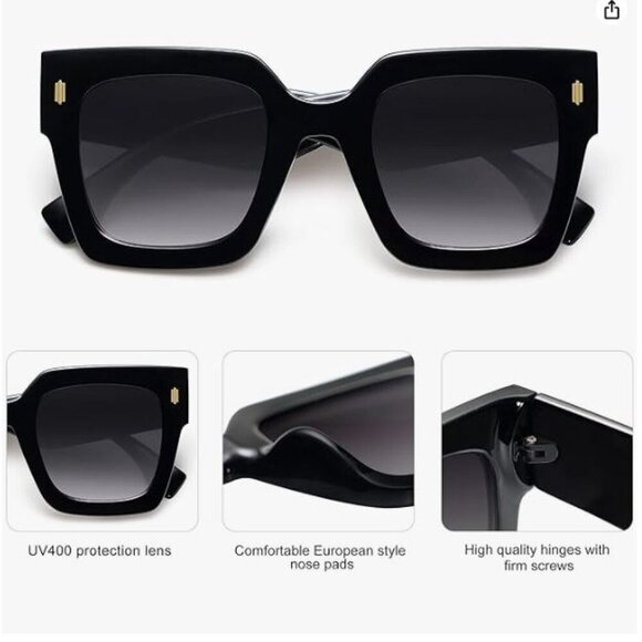 Vintage Oversized Square Sunglasses Luxury Big UV400 Protection SJ2194